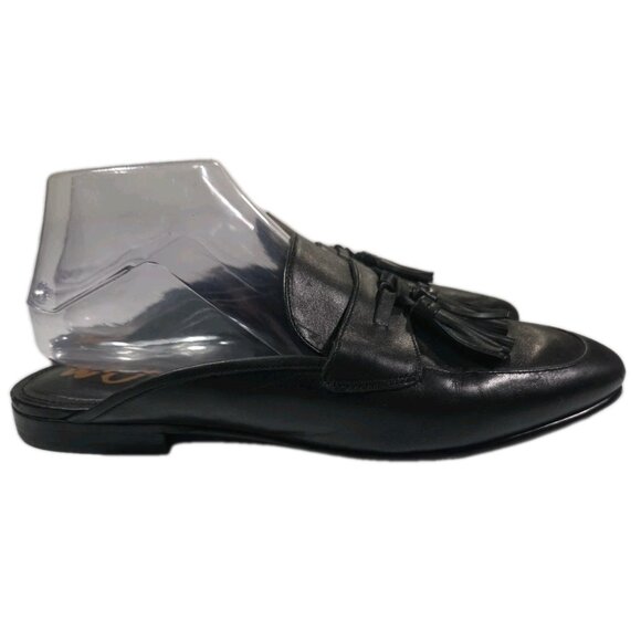 Sam Edelman Paris Mule Size 10M Leather Black Tasseled Loafer Flats Minimalist - Picture 4 of 8